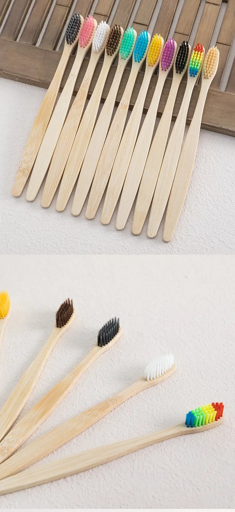 Set of 10 Bamboo Toothbrush