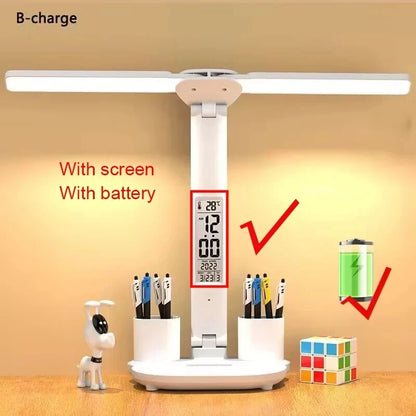 LED Desk Lamp with Clock & 180° Rotation