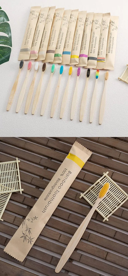 Set of 10 Bamboo Toothbrush