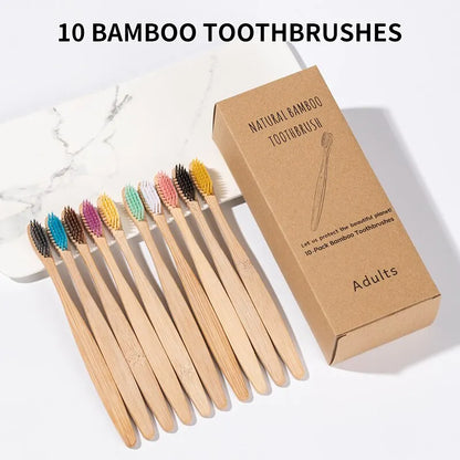 Set of 10 Bamboo Toothbrush