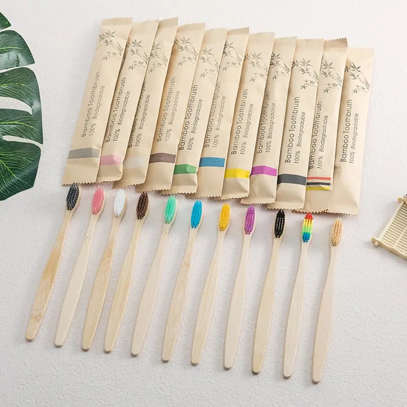 Set of 10 Bamboo Toothbrush